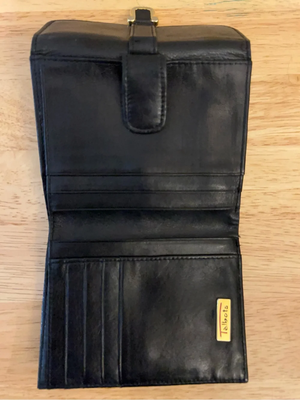 Vintage smooth black leather bifold wallet from Talbot